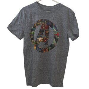 Marvel Avengers Gray Graphic T-Shirt With Comic Artwork Logo M Heathered Cotton